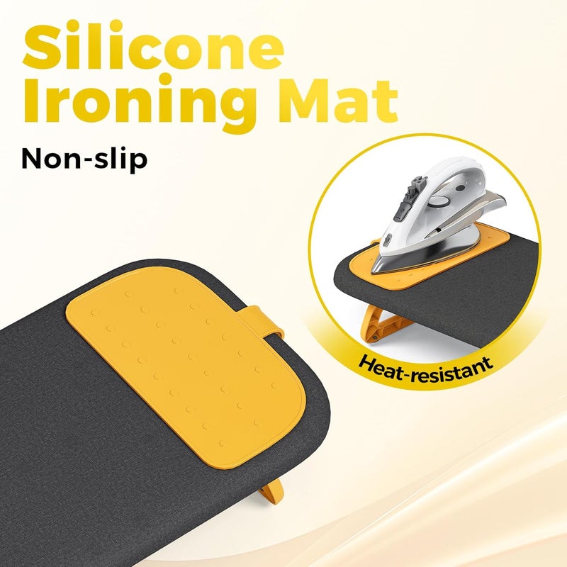 KINGBOARD Tabletop Ironing Board, Small Ironing Board with Iron Mat, Foldable Mini Iron Board, Easy Storage for Travel & Dorm, 12x32 Black - Image 4